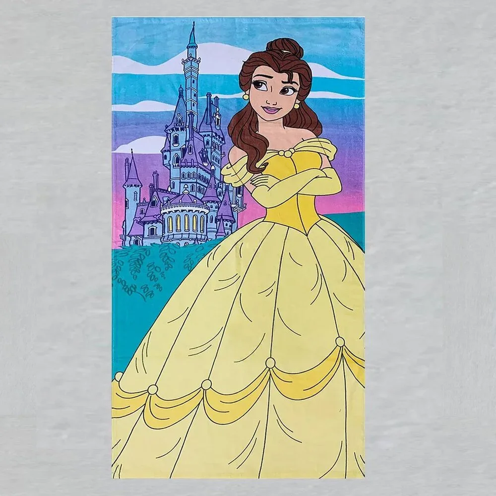 Beauty and The Beast Belle Kids Beach Towel measures 28 x 58 inches
